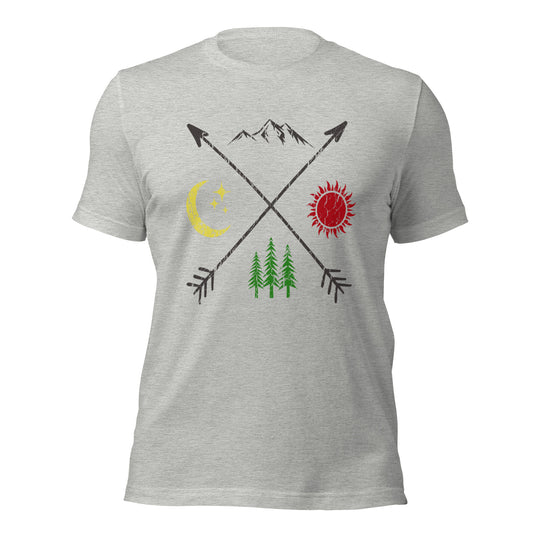 Camping Arrows Outdoor Sun Moon Unisex t-shirt